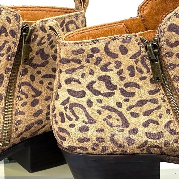 Lucky Brand Women Suede Booties LK-Basel Leopard Print Javan Brown Size 10 M - Picture 12 of 16